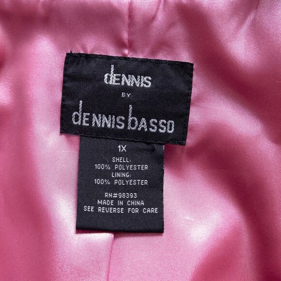 Dennis Basso Pink Zip Jacket Textured Satin Plus Size 1X Barbiecore - Picture 9 of 9